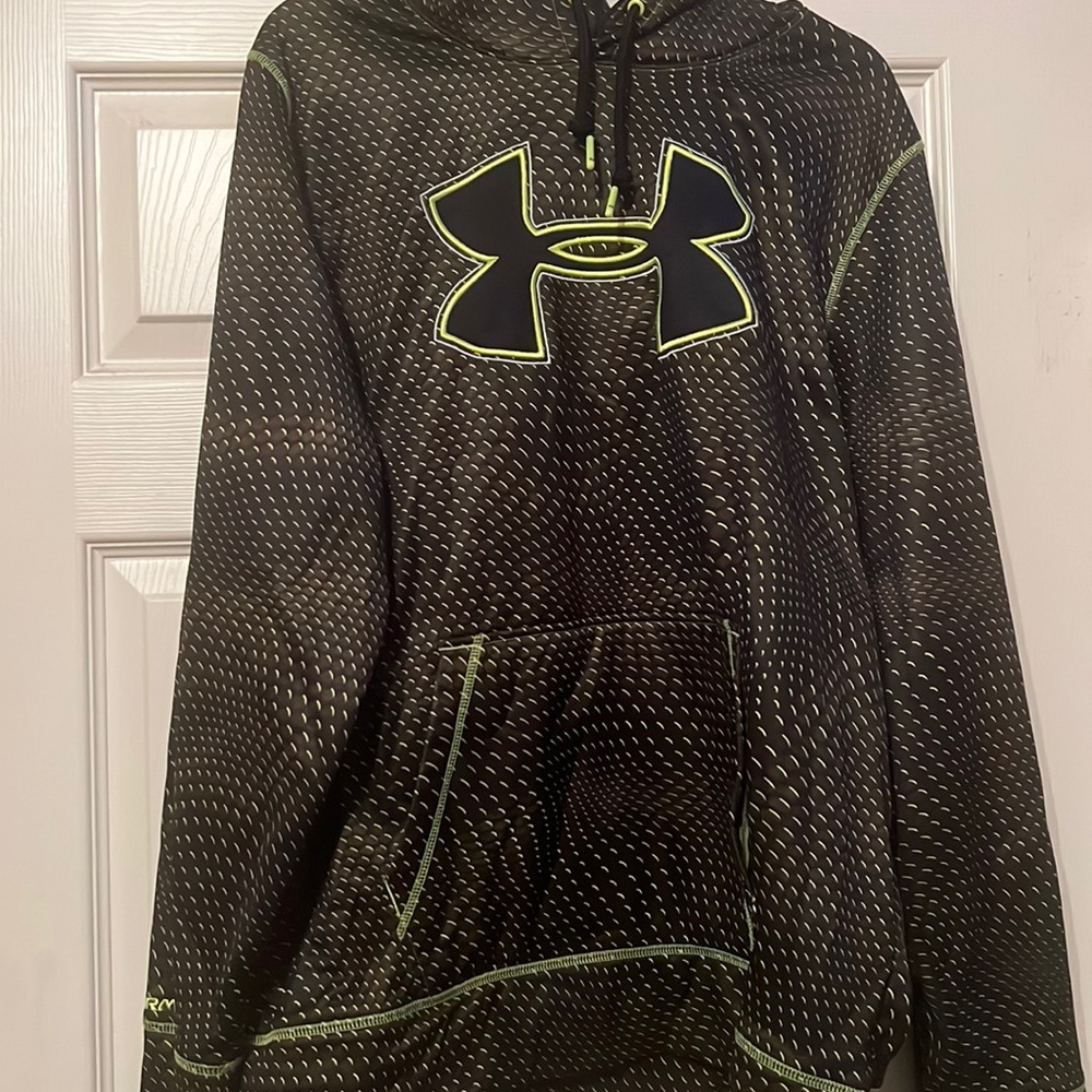Black/neon yellowish green hooded sweatshirt